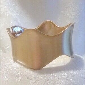 Vintage Satin Finish Gold Tone Wavy Hinged Bangle Bracelet